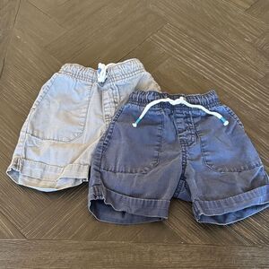Cat and jack shorts, size 18 months, blue, grey, cotton, drawstring, casual